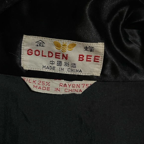Vintage Golden Bee Embroidered Black Silk Rayon Blend Kimono O/S - Picture 5 of 5